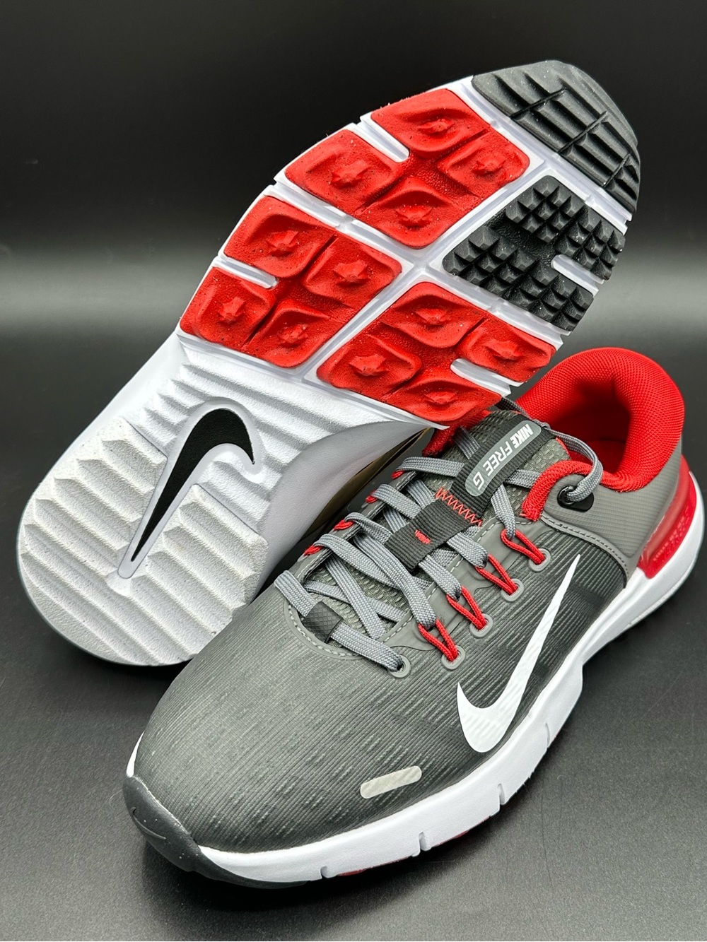 Nike Men's Free Golf NN Golf Shoes Size 5.5 Iron Grey White University Red NEW